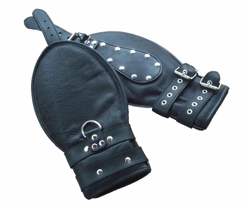 Gebetsfäustlinge aus schwarzem Echtleder pm-bodyleather.de