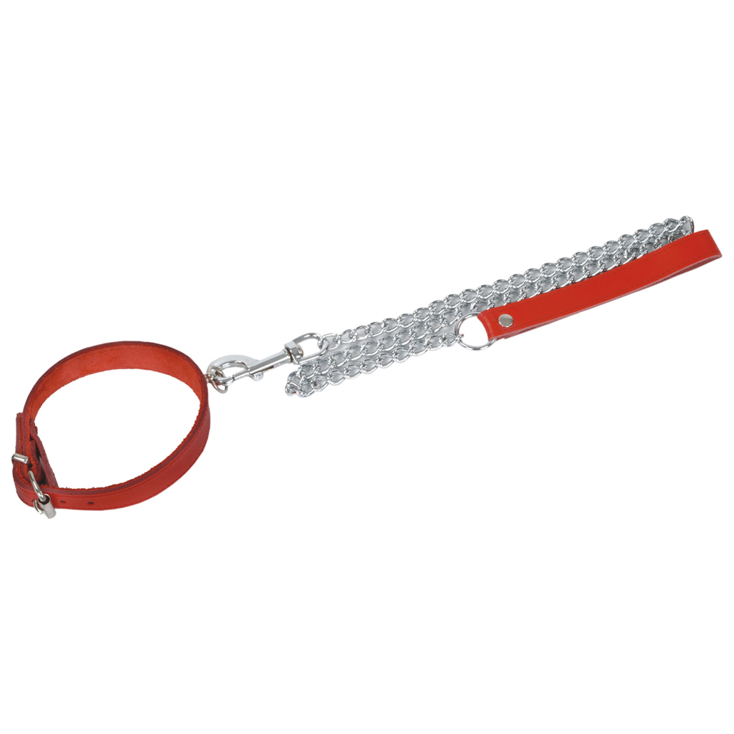 Halsband "Passion" mit Ring der O, Führungsleine mit Karabiner