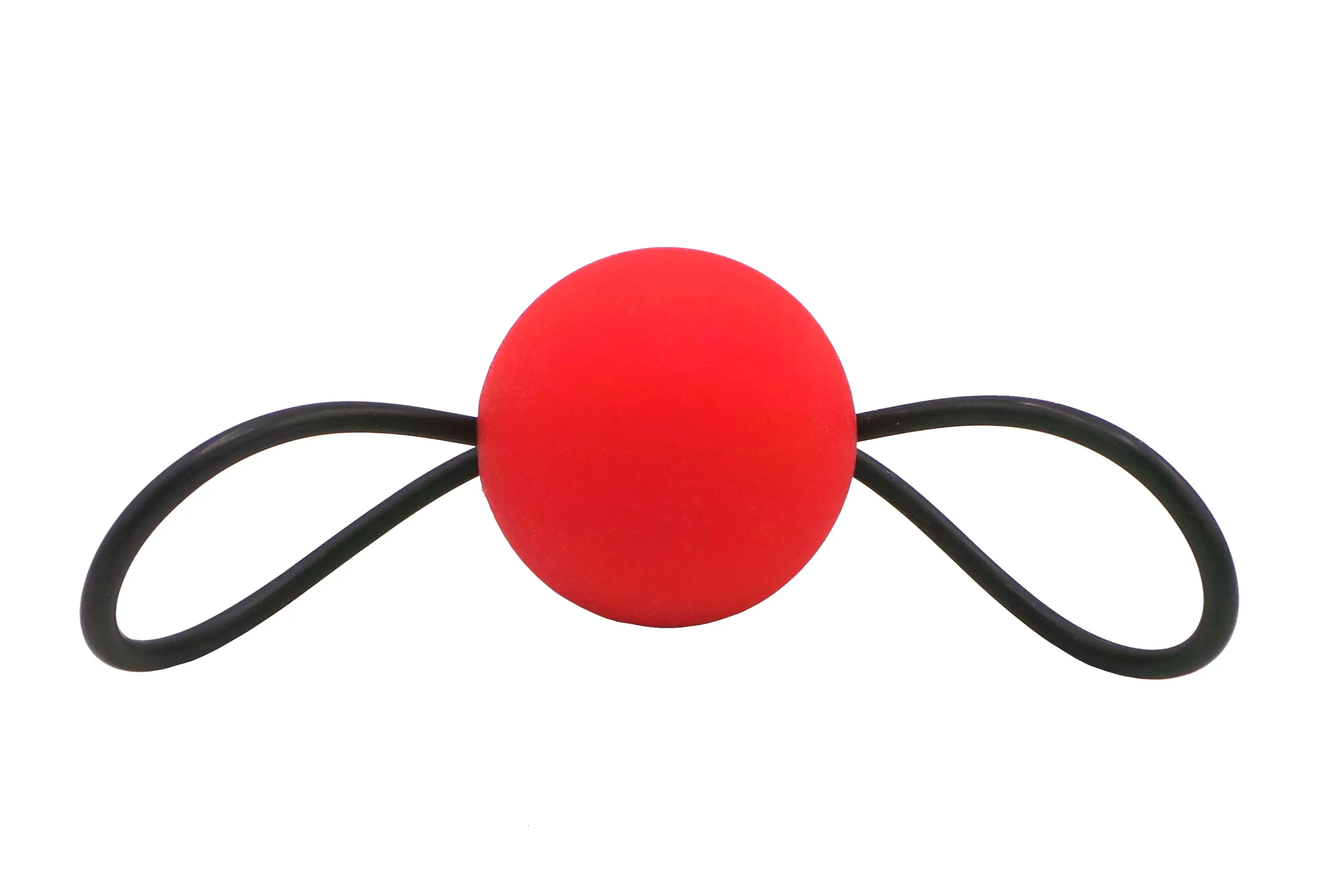 Rote Silikonkugel aus medizinischem Silikon, Durchmesser 45 mm, mit Loch und schwarzem Ring zur Befestigung