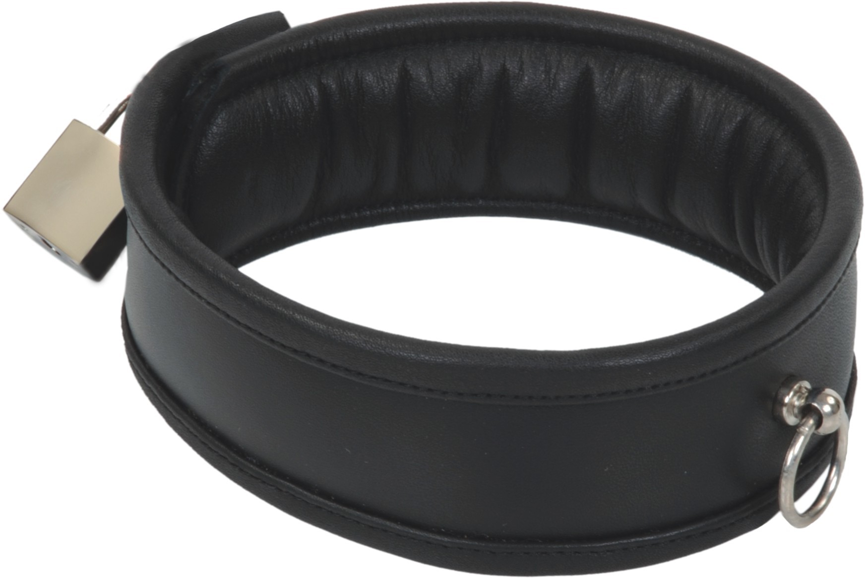 gepolstertes Halsband mit Ring der O, abschließbar
