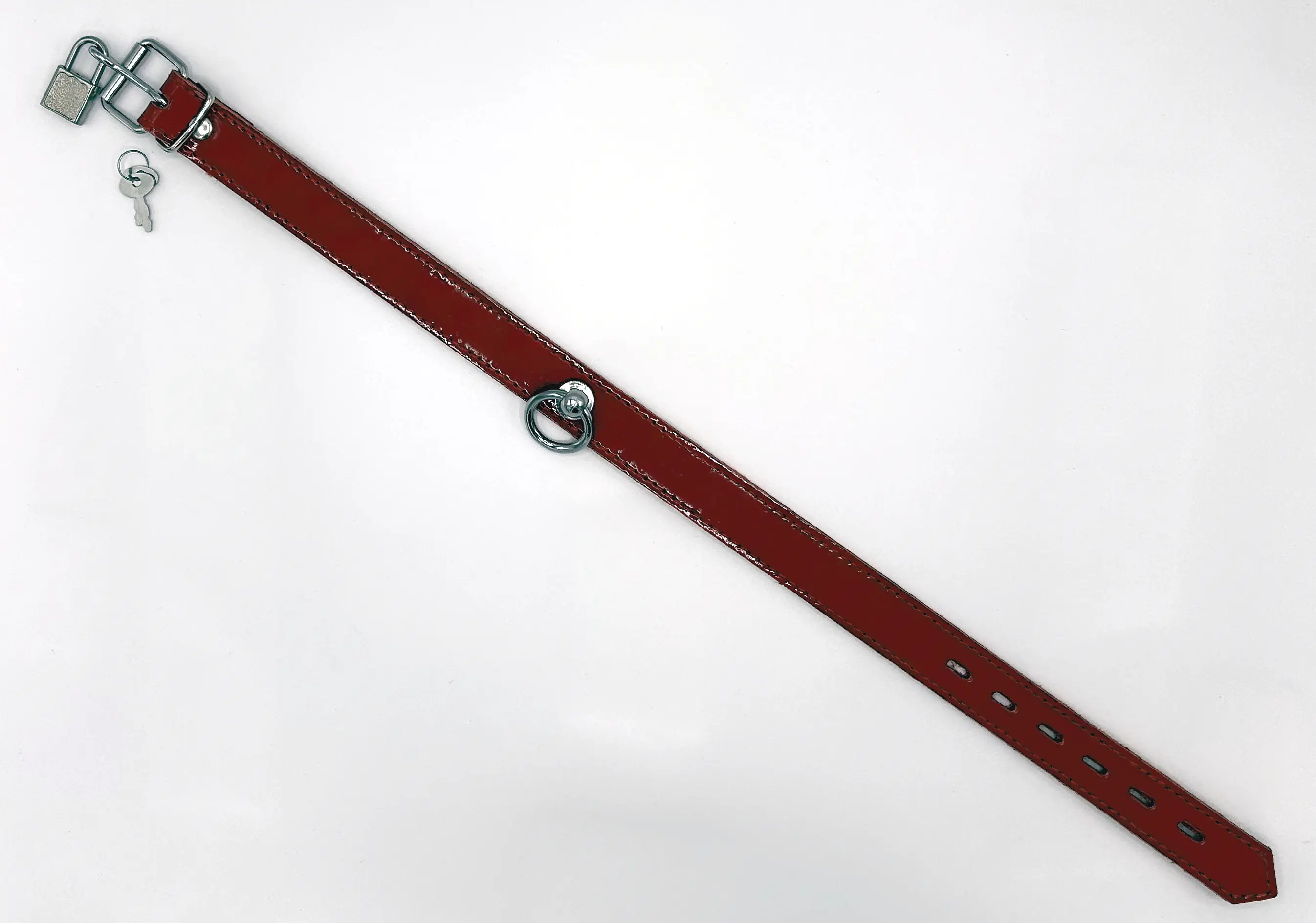 abschließbares Lackhalsband ROT mit Ring der O