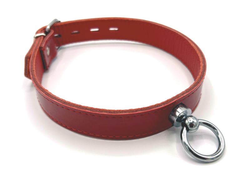 abschließbares Lackhalsband ROT mit Ring der O